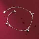 Heart Love Anklets 925 Sterling Silver Women Jewelry Leg Bracelet