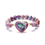 Heart Love Bracelets Women Beaded Stretch Stones Jewelry