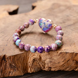 Heart Love Bracelets Women Beaded Stretch Stones Jewelry