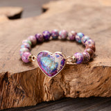 Heart Love Bracelets Women Beaded Stretch Stones Jewelry