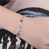 Heart Love CZ Double Layer Bracelet 925 Sterling Sil