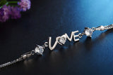 925 Sterling Silver Heart CZ Double Layer Bracelet