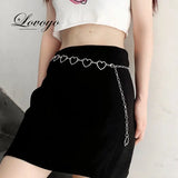 Heart Love Silver Metal Waist Chain Women Thin Belt Y2K Kpop Egirl