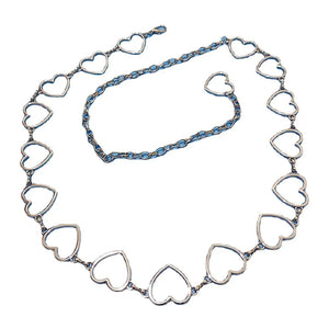 Heart Love Silver Metal Waist Chain Women Thin Belt Y2K Kpop Egirl