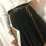 Heart Love Silver Metal Waist Chain Women Thin Belt Y2K Kpop Egirl