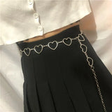 Heart Love Silver Metal Waist Chain Women Thin Belt Y2K Kpop Egirl