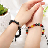 Heart Magnet Couple Bracelets Tiger Eye Volcanic Stone Romantic Jewelry