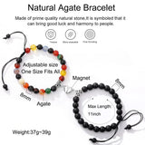 Heart Magnet Couple Bracelets Tiger Eye Volcanic Stone Romantic Jewelry