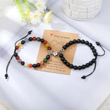Heart Magnet Couple Bracelets Tiger Eye Volcanic Stone Romantic Jewelry