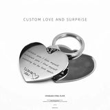 Engraved Heart Metal Card Key Chain Custom-made Men Women Personalized Key Ring