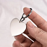 Engraved Heart Metal Card Key Chain Custom-made Men Women Personalized Key Ring