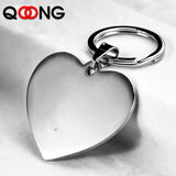 Engraved Heart Metal Card Key Chain Custom-made Men Women Personalized Key Ring