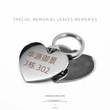 Engraved Heart Metal Card Key Chain Custom-made Men Women Personalized Key Ring