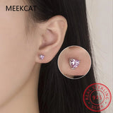 Moissanite Stud Earrings Platinum Plated Sterling Silver