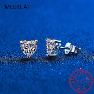 Moissanite Stud Earrings Platinum Plated Sterling Silver