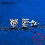 Moissanite Stud Earrings Platinum Plated Sterling Silver