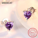 Moissanite Stud Earrings Platinum Plated Sterling Silver