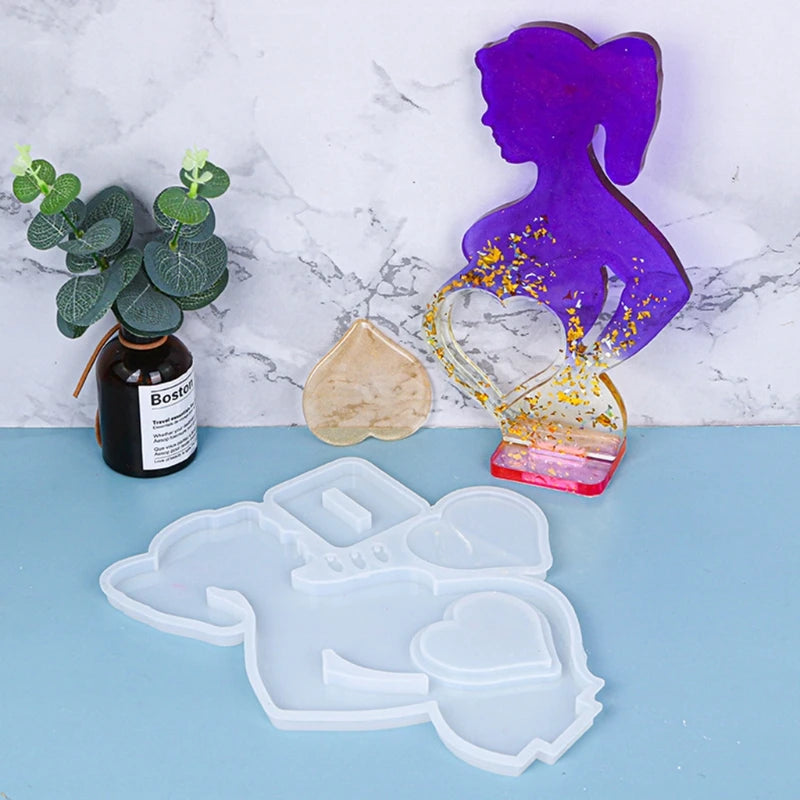 Heart Mom Picture Photo Frame Epoxy Resin Silicone Soap Mold