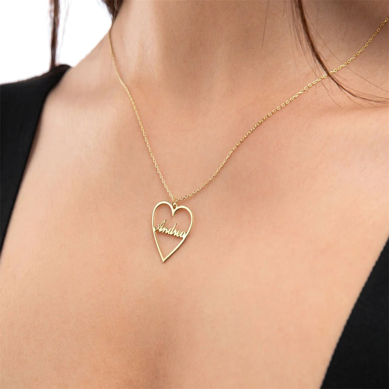 Heart Name Necklace Personalized Couple Jewelry Women Choker