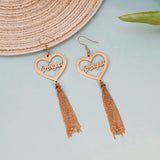 Heart Name Earrings, Tassel Hoop Personalized Dangle Drop Earrings