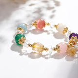 Natural Amethyst Aquamarine Quartz Bracelet YBR251