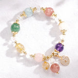 Natural Amethyst Aquamarine Quartz Bracelet YBR251