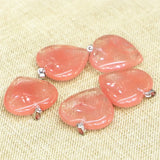 Heart Natural Stone Pendant Pink Crystal Pendant DIY Necklace Jewelry