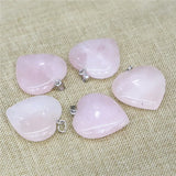 Heart Natural Stone Pendant Pink Crystal Pendant DIY Necklace Jewelry