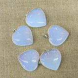 Heart Natural Stone Pendant Pink Crystal Pendant DIY Necklace Jewelry