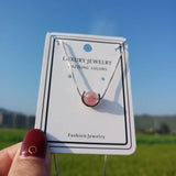 Strawberry Crystal Pink Wafer Bead Pendant Clavicle Chain Necklace