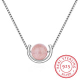 Strawberry Crystal Pink Wafer Bead Pendant Clavicle Chain Necklace
