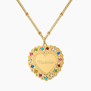 Personalized Heart Necklace Birthstone Name Pendant