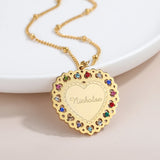 Personalized Heart Necklace Birthstone Name Pendant