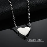 Heart Necklace Engrave Initials Letter Alphabet Fine Chain Jewelry