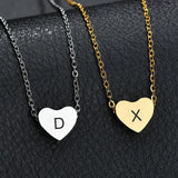Heart Necklace Engrave Initials Letter Alphabet Fine Chain Jewelry