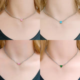 Colorful Zircon Heart Necklace for Women