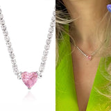 Colorful Zircon Heart Necklace for Women