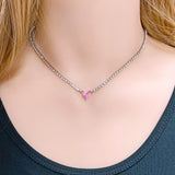 Colorful Zircon Heart Necklace for Women