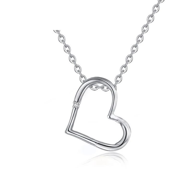 Heart Necklace Silver Jewelry Women Sterling Silver Necklace Pendant Necklace