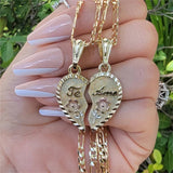 Heart Necklace TE AMO Two Piece Set Chain Rose Pendant Golden Love Jewelry