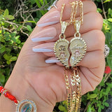 Heart Necklace TE AMO Two Piece Set Chain Rose Pendant Golden Love Jewelry
