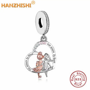 925 Silver Sister By Heart Pendant Necklace Birthday