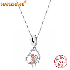 925 Silver Sister By Heart Pendant Necklace Birthday