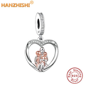 925 Sterling Silver Mother Hugs Daughter Son Pendant Necklace