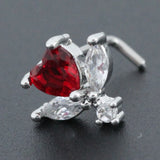 Surgical Steel Heart Nose Piercing CZ Flower Butterfly L Shape Nose Studs
