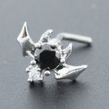 Surgical Steel Heart Nose Piercing CZ Flower Butterfly L Shape Nose Studs
