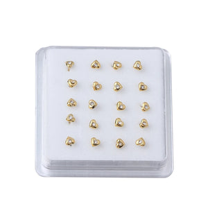 Crystal Heart Nose Stud Rings Adjustable Nose Pin Piercing 20pcs
