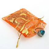 Heart Orange Bronzing Organza Jewelry Packaging Gift Bags 100pcs/lot