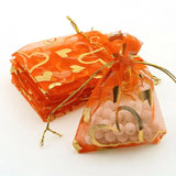 Heart Orange Bronzing Organza Jewelry Packaging Gift Bags 100pcs/lot