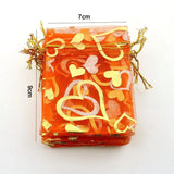 Heart Orange Bronzing Organza Jewelry Packaging Gift Bags 100pcs/lot